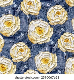 Yellow flowers arranged on a blue texture background