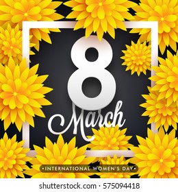 Yellow flowers background for 8th March, Happy Women's Day.
