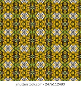 Yellow flowers bloom in long clusters. Arranged into a bouquet Arranged together in a line Stands out on a dark background giving a feeling of freshness, cheerfulness, and comfort to the eyes.