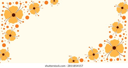 Yellow Flowers Corner Border Blank Business Card