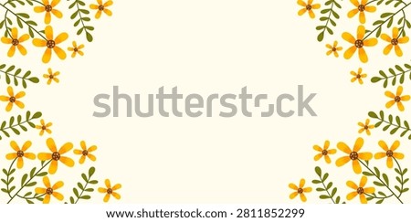 Yellow Flowers Corner Border Blank Card Design