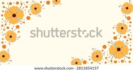 Yellow Flowers Corner Border Blank Business Card