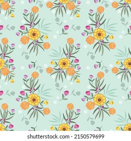 Yellow flowers design seamless pattern. This pattern can be used for fabric  textile  wallpaper  gift wrap.