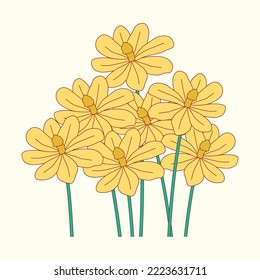 Yellow flowers flat design illustration