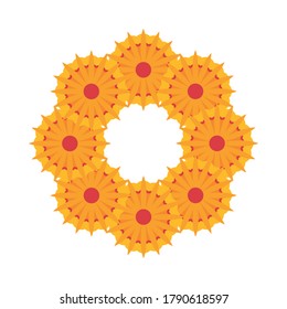 yellow flowers garden circular decoration vector illustration design