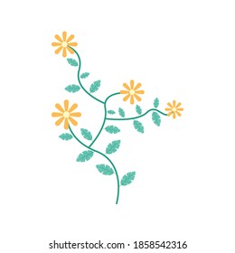 yellow flowers garden flat element vector illustration design
