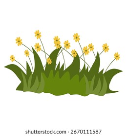 Yellow Flowers Grass Vector Illustration