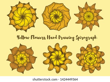 Yellow Flowers Hand Drawing Spirograph