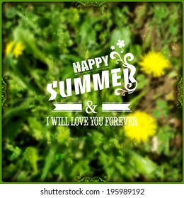 Yellow flowers, happy summer  background. Summer Time.  Vector illustration.