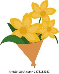 Flores amarillas, ilustración, vector sobre fondo blanco.