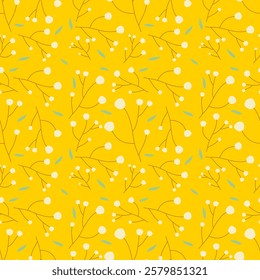 Yellow flowers on yellow background, fabric pattern, gift wrapping paper, notebook cover, phone case , seamless pattern 