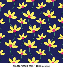 yellow flowers on blue background floral sunflower seamless nighty feel pattern