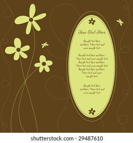 Yellow flowers on a brown background with area for text