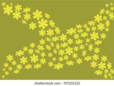 Yellow flowers on olive background