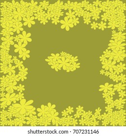 Yellow flowers on olive background