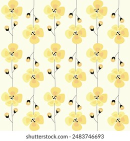 Yellow flowers on a pale yellow background  Vector seamless pattern