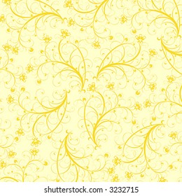 yellow flowers ornament on yellow background (wallpaper
