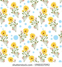 flores amarillas marcan el fondo. ilustración vectorial