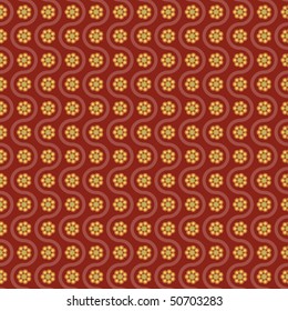 Yellow flowers and red waves seamless background pattern