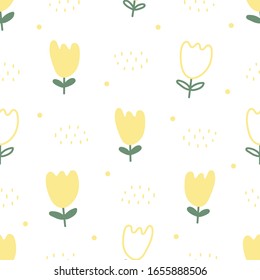 Yellow flowers seamless background repeating pattern, wallpaper background, cute seamless pattern background