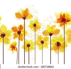 Yellow flowers. Seamless horizontal pattern