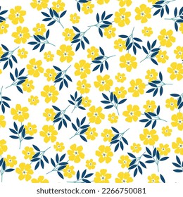 Yellow flowers seamless pattern background