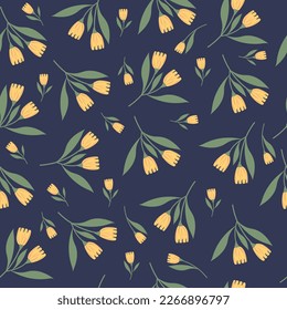 Yellow flowers seamless pattern background