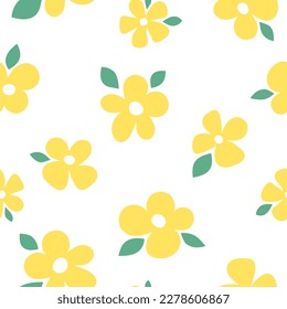Yellow flowers seamless pattern. Floral background. Modern design for paper, cover, fabric, interior decor and other users.