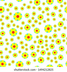 yellow flowers seamless pattern on white