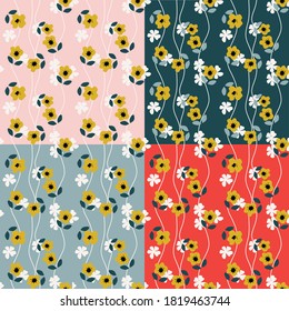 yellow flowers seamless pattern textile