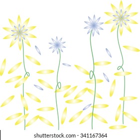 The yellow flowers are showered vector illustration