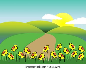 yellow flowers summer background