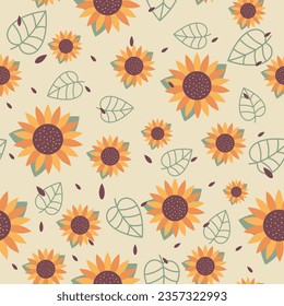 yellow flowers sunflower, vector seamless background, banner, wallpaper, packaging, decorative background