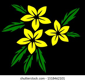 yellow flowers vector illustration with black background 