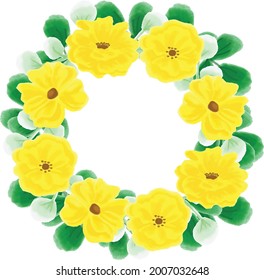 Yellow Flowers Wreath, JPEG File. High Quality