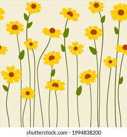  Yellow flower.seamless pattern.  Floral Vector .