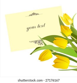 yellow flowerses with note, vector