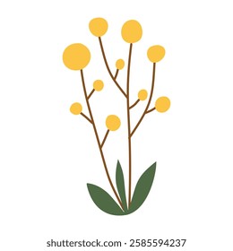 Yellow flower.Vector illustration. Flat flower, simple, on a white background.