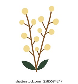 Yellow flower.Vector illustration. Flat flower, simple, on a white background.