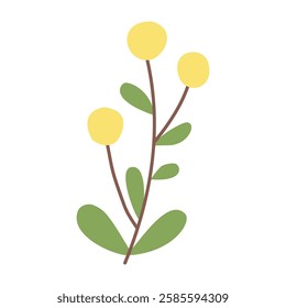 Yellow flower.Vector illustration. Flat flower, simple, on a white background.