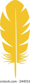 Yellow fluffy feather icon. Lightweight bird element