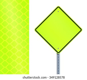 Yellow fluorescent road sign and pattern