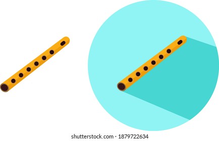 Yellow flute ,illustration, vector on white background.