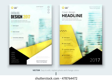 Yellow Flyer modern creative design. Corporate business template for Annual Report, Catalog or Magazine. Layout with abstract triangular background. Poster, flyer concept for taxi, nature or fashion 