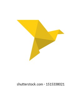 Yellow Flying Bird Origami Art