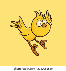 Yellow Flying Canary Bird Cartoon Mascot Character Vector Design Template Inspiration Idea