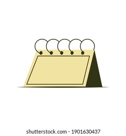 yellow foldable calendar, flat design vector illustration