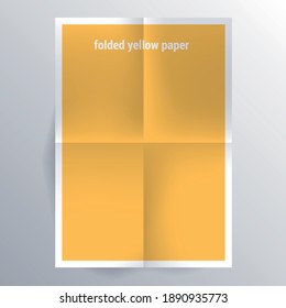Yellow folded paper vector template.