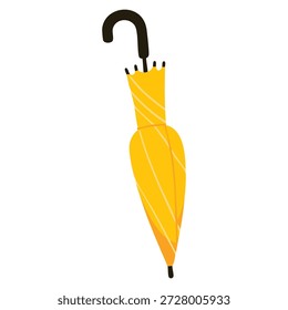Elemento aislado de la Ilustración vectorial de la caña del paraguas plegado amarillo perfecto para el concepto estacional de la lluvia del diseño accesorio de la moda y los proyectos creativos de las ilustraciones