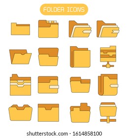 yellow folder and archive icons set